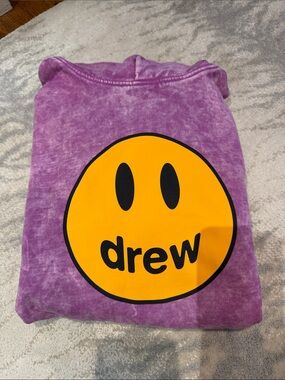 DREW Purple Wash Sweatshirt with Yellow Smiley Logo